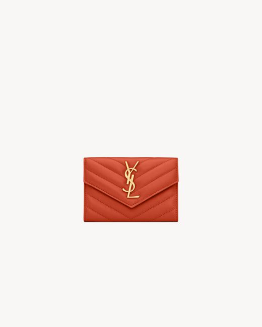 Saint Laurent White Cassandre Portemonnaie Aus Lammleder