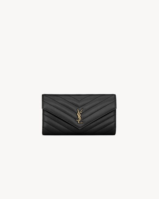 Saint Laurent White Cassandre Matelassé Large Flap Wallet