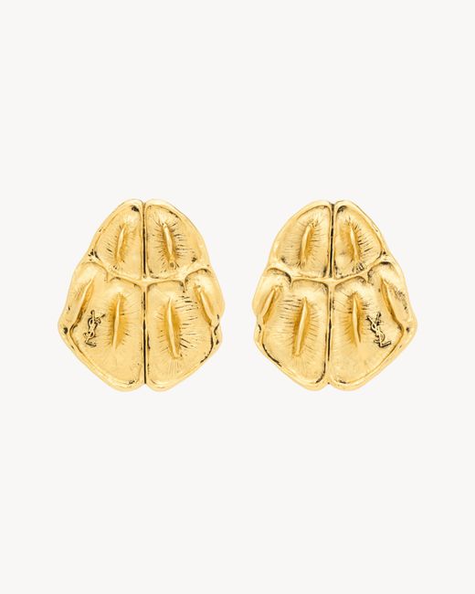 Saint Laurent Metallic Cassandre Crocodile Earrings