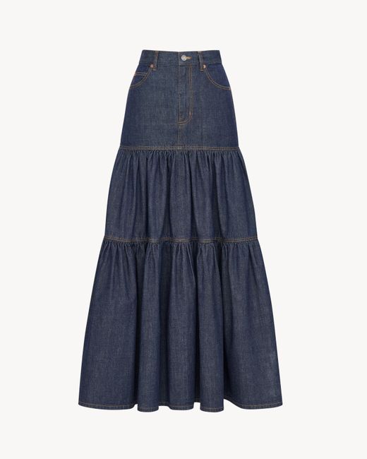Saint Laurent Blue Long Skirt
