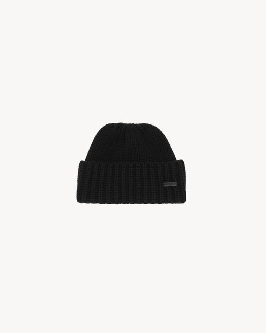 Saint Laurent Gerippte Mütze in Black für Herren
