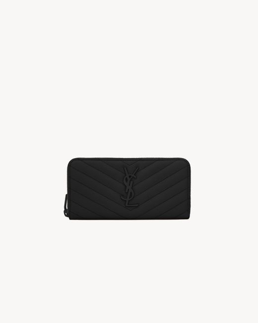 Saint Laurent White Cassandre Matelassé Grand Portefeuille En Cuir Grain De Poudre