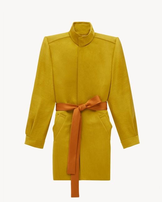 Saint Laurent Yellow Belted Coat