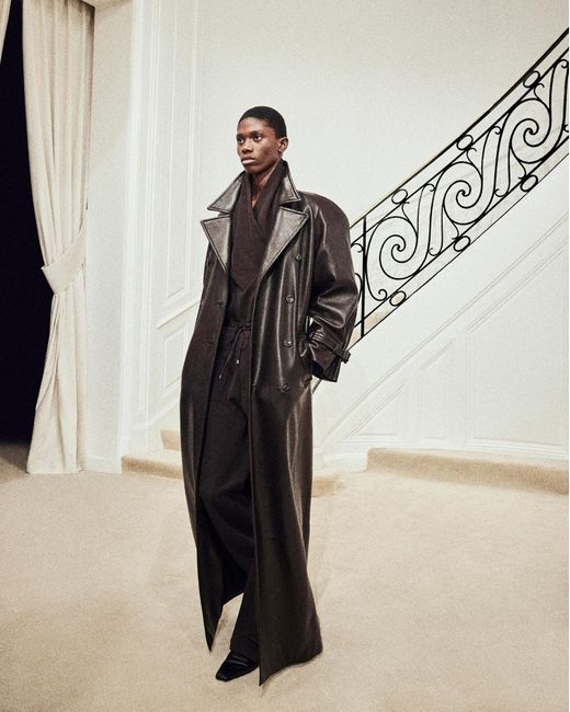 Saint Laurent Long Coat in Black for Men | Lyst