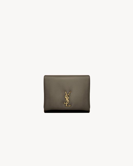 Saint Laurent カリプソ コンパクトウォレット（ラムスキン） グリーン Brown