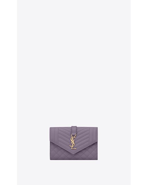 Saint Laurent Envelope Small Envelope Wallet In Mix Matelassé Grain De