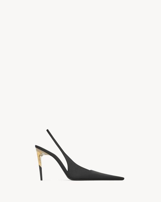 Saint Laurent White Goya Slingback Pumps