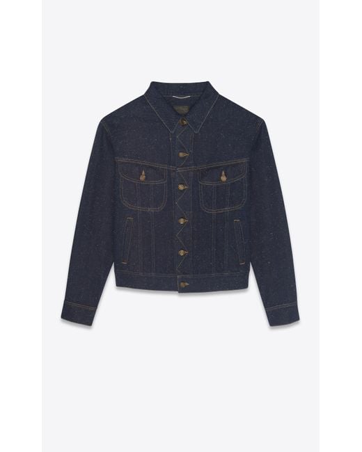 Saint Laurent 80's Jacket In Speckled Dark Stonewash Denim in Blue for ...