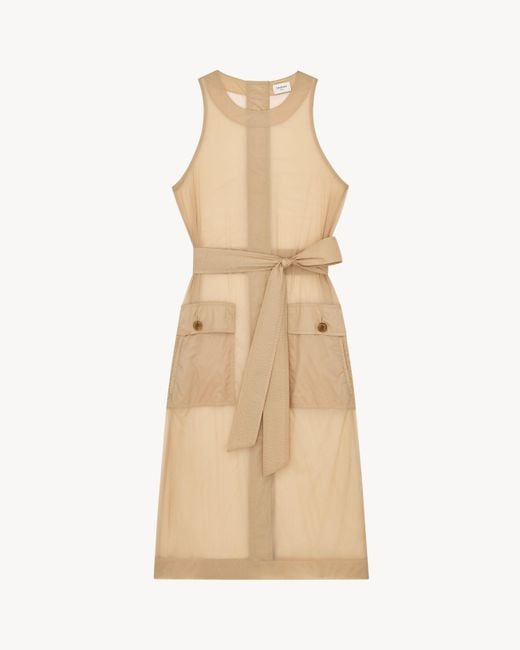 Saint Laurent Natural Button-Back Dress