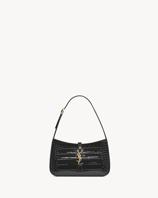 Saint Laurent レディース ブラック Saint Laone Sizerent Le 5 À 7（クロコダイルエンボスパテントレザー）