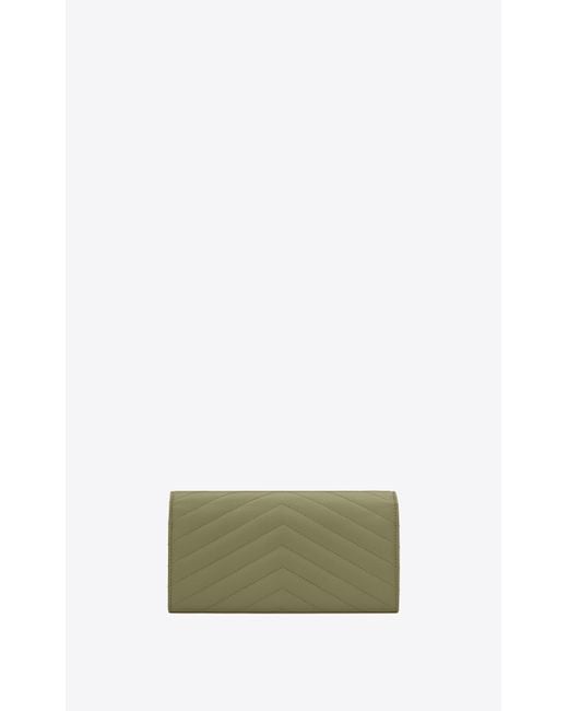 YSL Yves Saint Laurent Cassandre Matelasse Large Flap Wallet in Grain De  Poudre