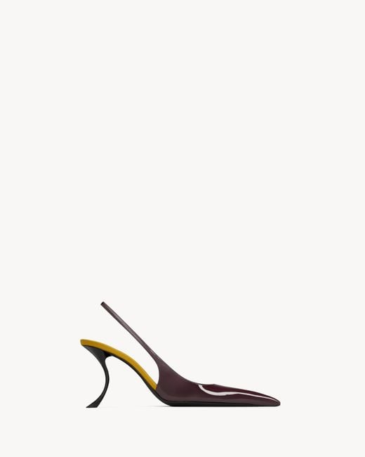 Apolline Slingbacks En Cuir Verni Saint Laurent en coloris Natural