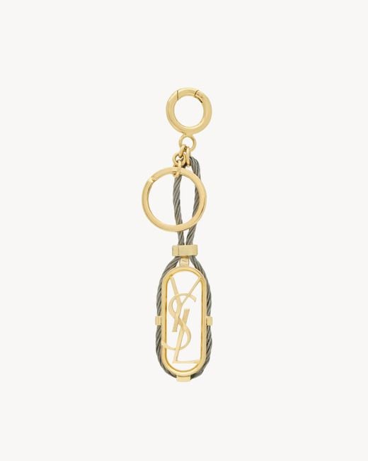 Saint Laurent White Cassandre Cable Bag Charm for men