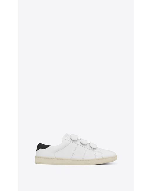 Saint Laurent White Court Classic Sl/01 Sneaker In Leather And Velcro