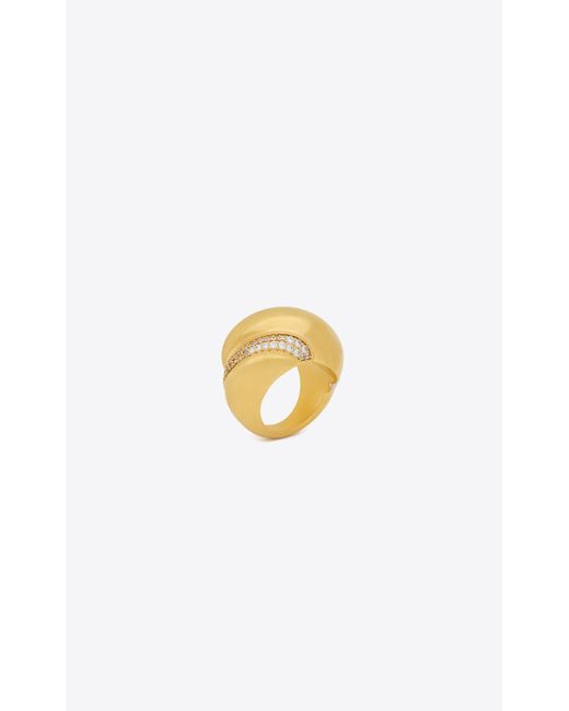 Saint Laurent White Crystal Whirlwind Ring In Metal
