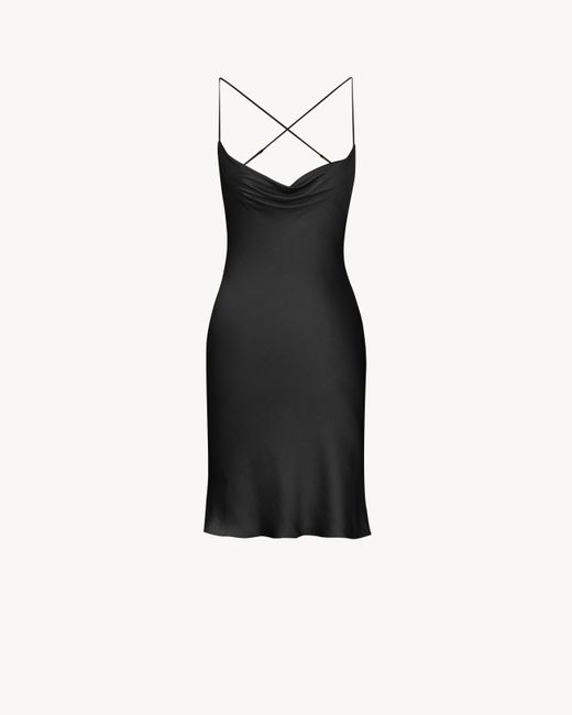 Saint Laurent Black Backless Cowl Dress