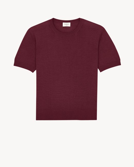 Saint Laurent レディース レッド Saint Laone Sizerent クルーネックTシャツ（カシミア／ウール／シルク）