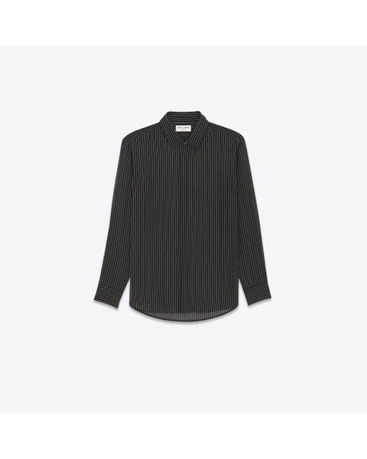Saint Laurent Hemd aus seidengeorgette mit nadelstreifen schwarz in Black für Herren