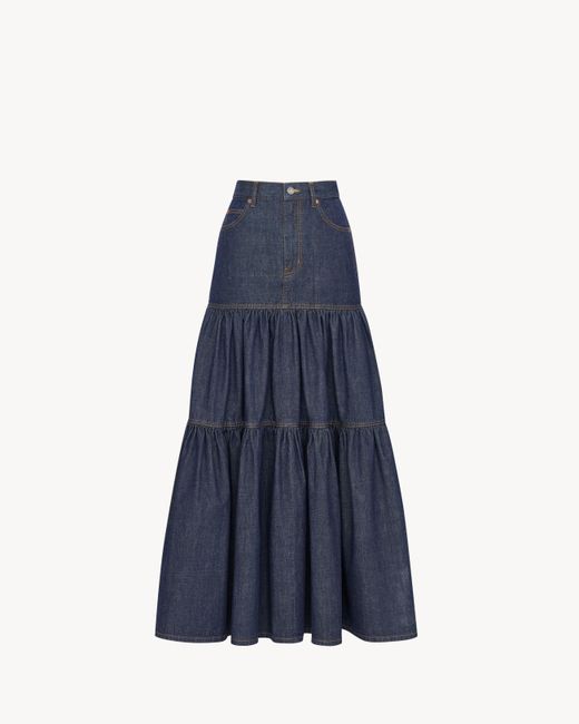 Saint Laurent Blue Long Skirt