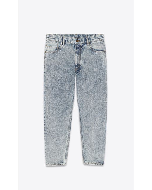 Jeans corti larghi in denim pesante blu marmo da Uomo di Saint Laurent in  Blu | Lyst