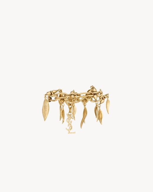 Saint Laurent Metallic Willow Leaf Bracelet