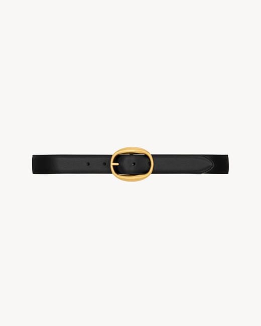 Saint Laurent White Oval Buckle Reversible Belt