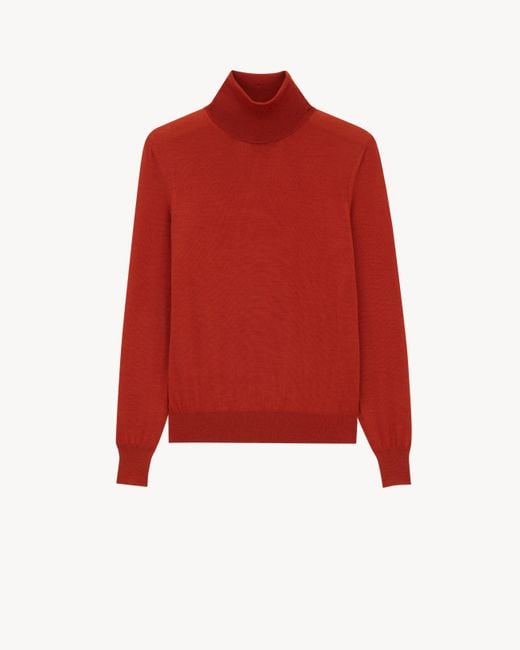 Saint Laurent Rollkragenpullover Aus Wolle in Red für Herren