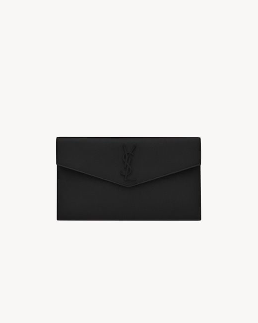 Saint Laurent Black Uptown Pochette En Cuir Grain De Poudre