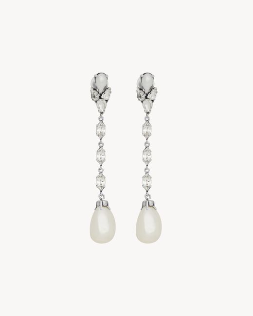 Saint Laurent Multicolor Saint Laone Sizerent Pearl Drop Earrings