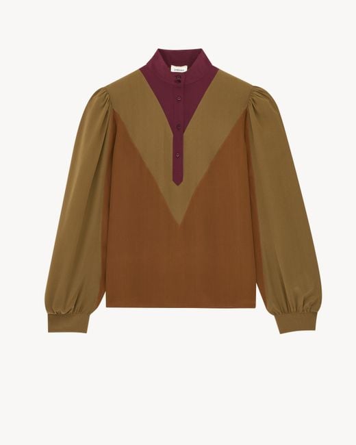 Saint Laurent Brown Chevron Blouse