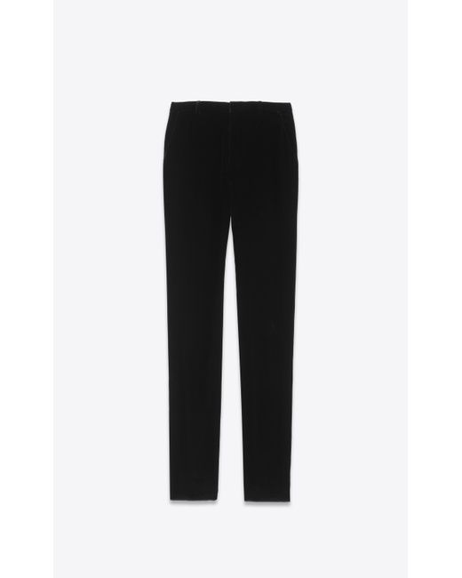 Saint Laurent Black Pantalon Taille Haute En Velours Noir for men