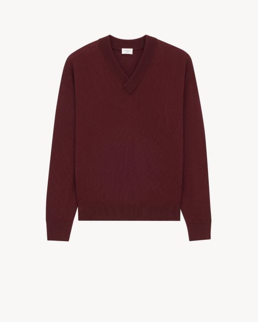 Saint Laurent Red Saint Laone Sizerent V-Neck Sweater for men