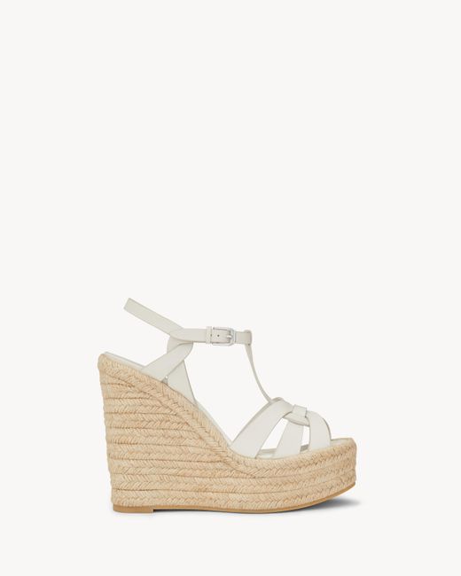 Saint Laurent White Tribute Espadrilles Wedge