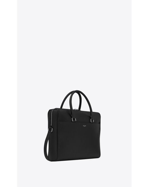 Saint Laurent Duffle Briefcase In Grain De Poudre Embossed Leather in