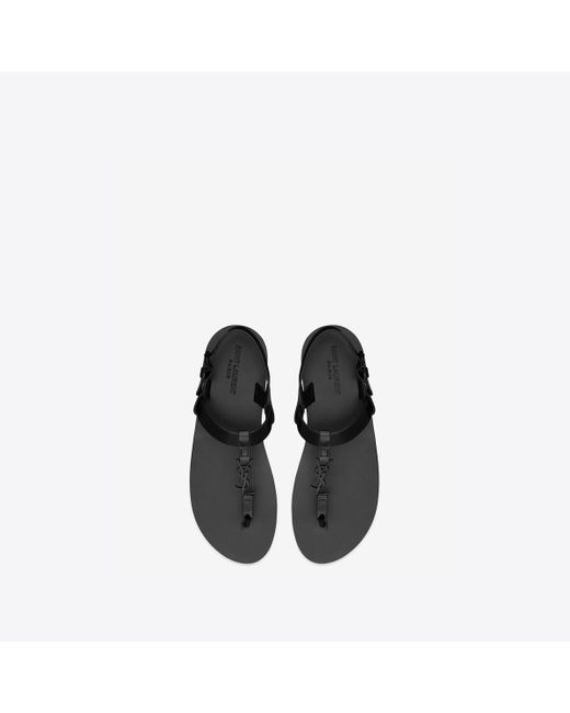 Saint Laurent Cassandre sandalen aus glasiertem leder schwarz in Black für Herren