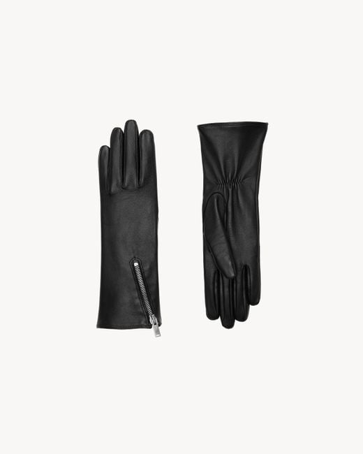 Saint Laurent Black Zip Gloves