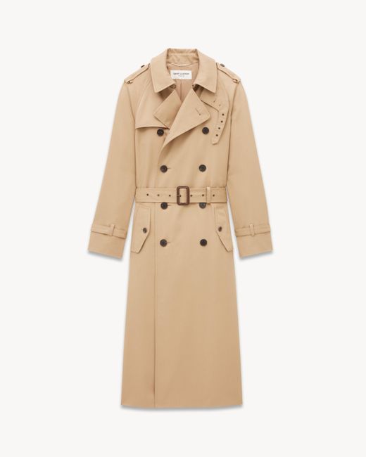 Trench En Gabardine Saint Laurent pour homme en coloris Natural