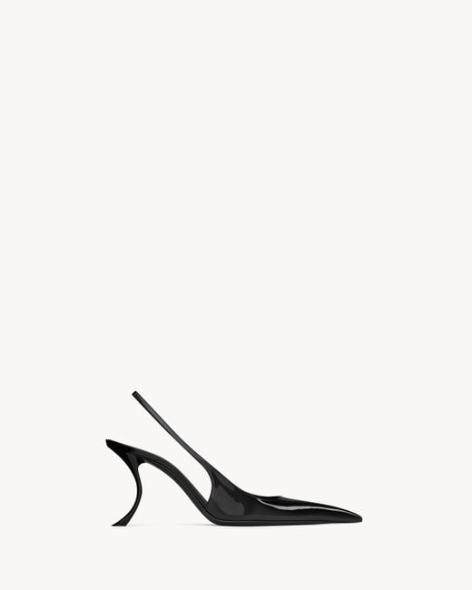 Apolline Slingbacks En Cuir Verni Saint Laurent en coloris White
