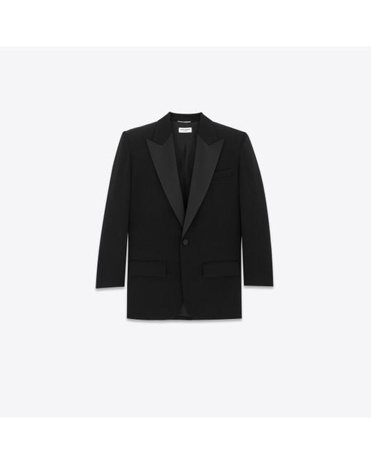 Saint Laurent Oversize-smokingjacke aus grain de poudre schwarz in Black für Herren