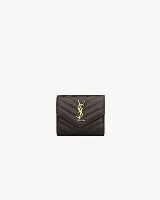 Saint Laurent White Cassandre Compact Tri Fold Wallet