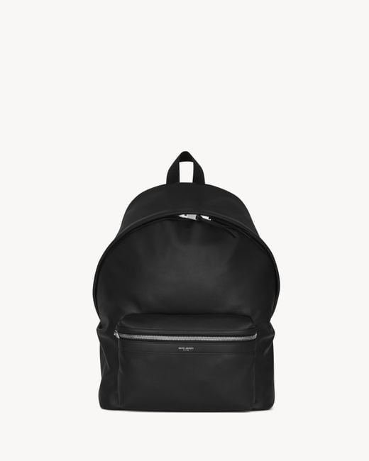 Saint Laurent Black City Sac À Dos En Cuir Mat for men