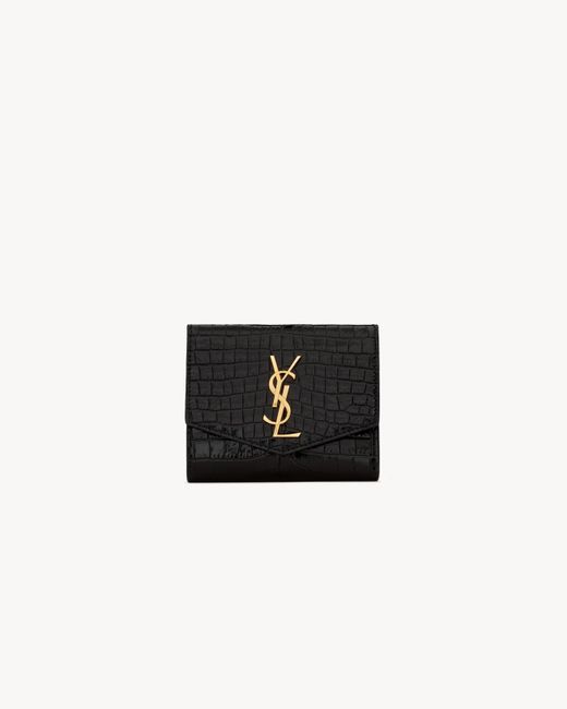Saint Laurent White Uptown Compact Wallet