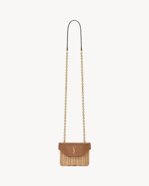 June Box Micro Sac En Osier Saint Laurent en coloris White