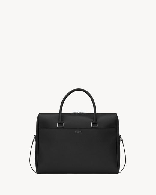 Saint Laurent Black Duffle Porte-documents En Cuir Embossé Grain De Poudre for men