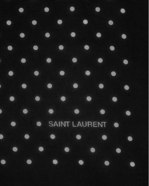 Saint Laurent Black Carré À Pois En Georgette De Soie Noir for men