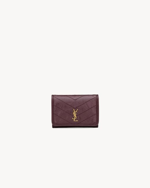 Saint Laurent Purple Niki Slim Tri-Fold Wallet