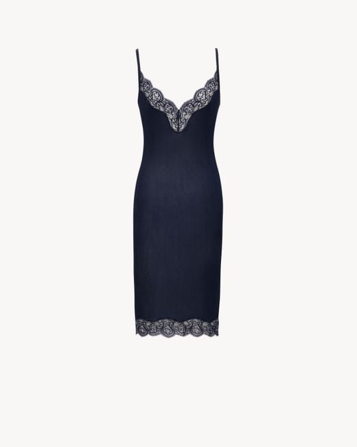Saint Laurent Blue Laced Slip Dress