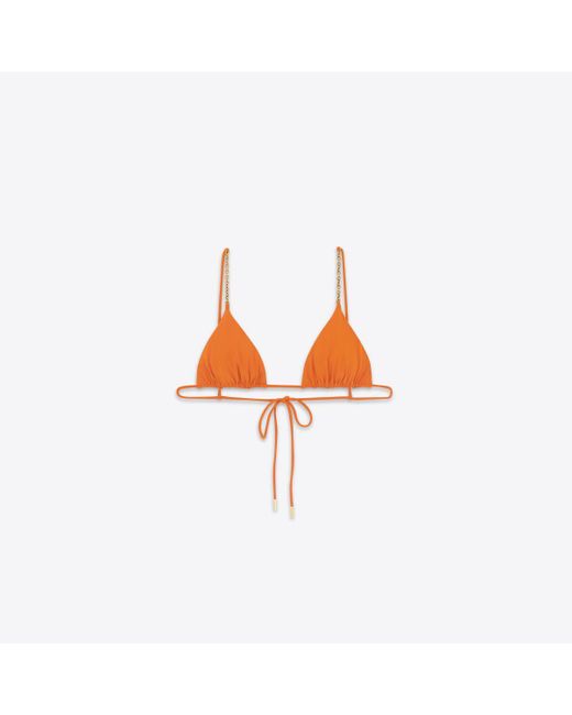 Saint Laurent Orange Triangel-bikinioberteil mit kette