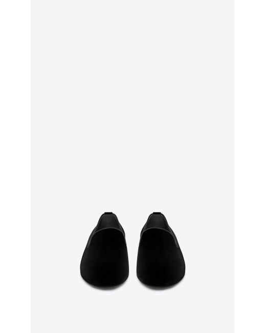 Saint Laurent Smoking Slippers In Velvet in Black for Men | Lyst