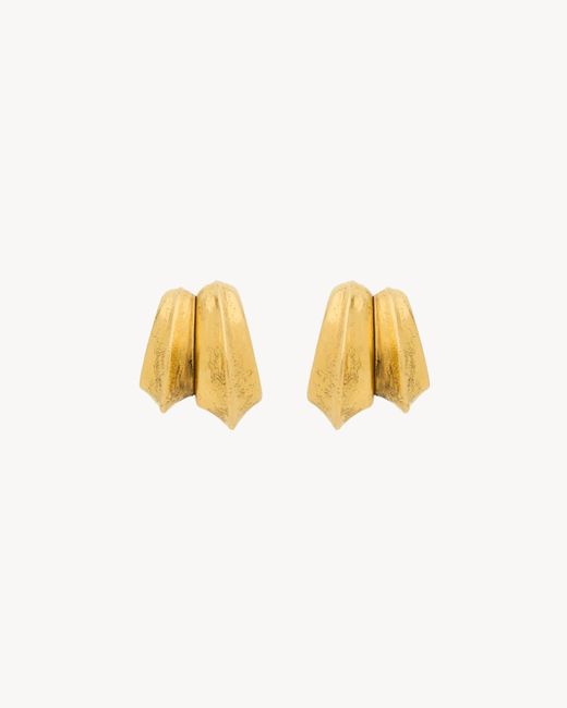 Saint Laurent White Double Blade Earrings